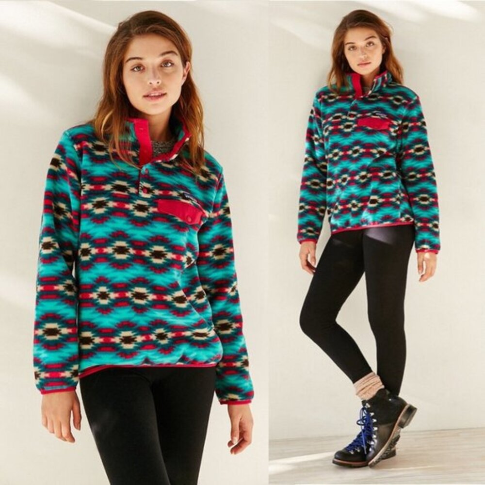 Patagonia Large RARE Synchilla Pullover Sweater Jacket Beryl Green Wild Desert